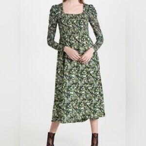 Scotch & Soda Green Floral Long Sleeve Dress